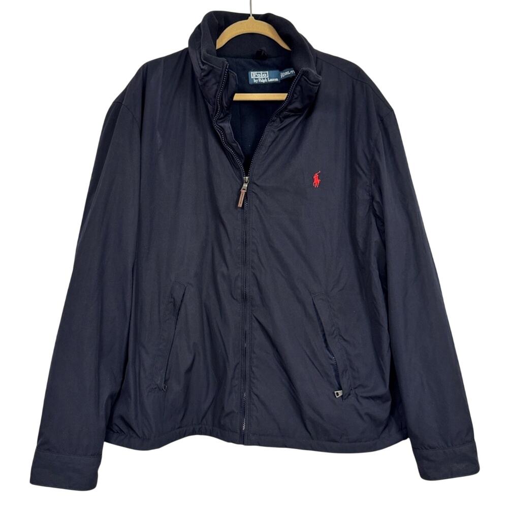 Polo Ralph Lauren Navy Blue Full Zip Jacket Mens XXL Classic Warm Damage